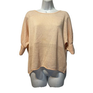 hyden yoo New York pink cuff Sleeve open knit pullover sweater Size S